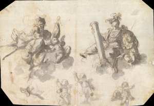 Allegory of Hope and Fortitude Study by Nicola Bertucci